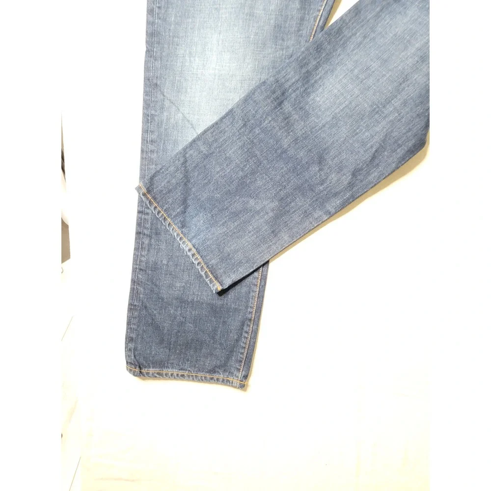 Gap Straight Fit Jeans Mens 35x32 Classic Denim Cotton Dark Indigo Distressed